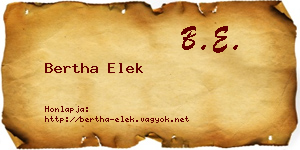 Bertha Elek névjegykártya